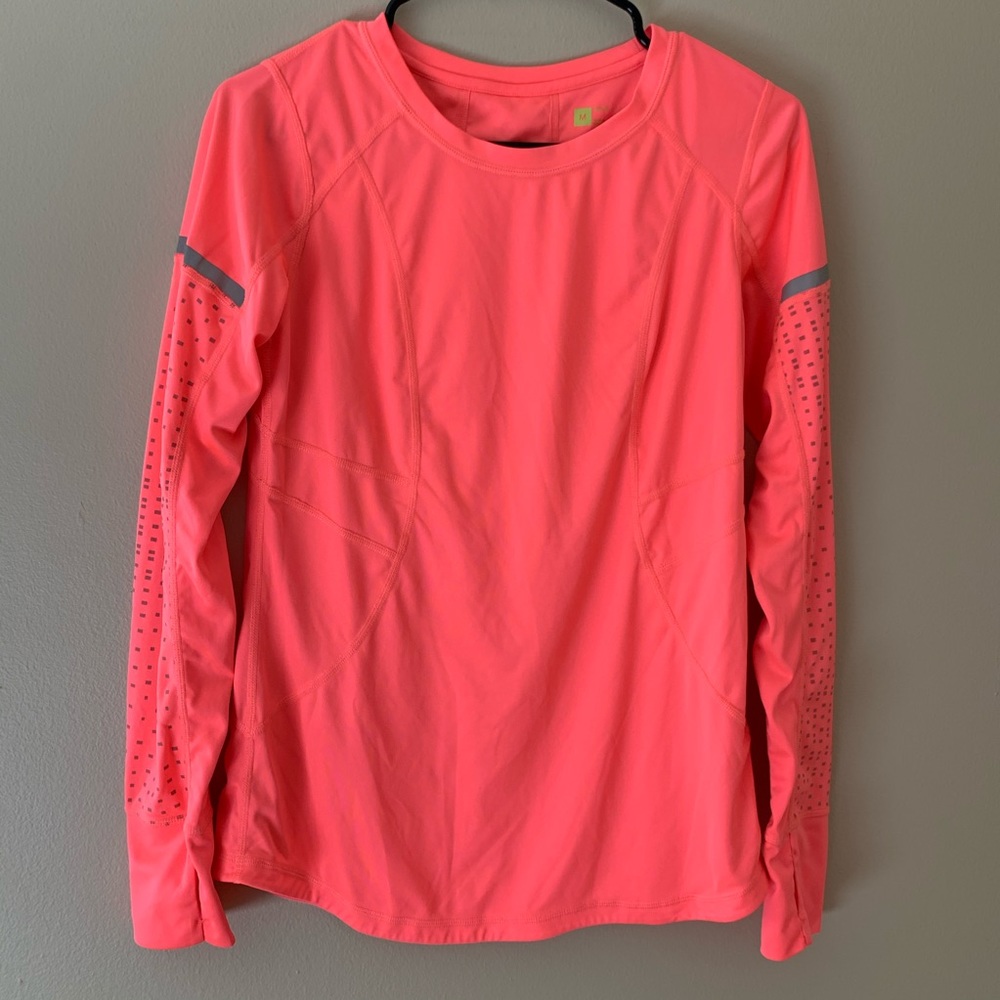 Neon Coral Active Reflective Running Top